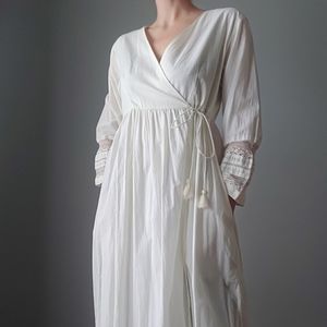 AZUL by Moussy | White Lace Trim Wrap Dress